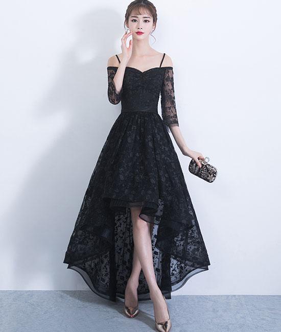 black high low evening dress