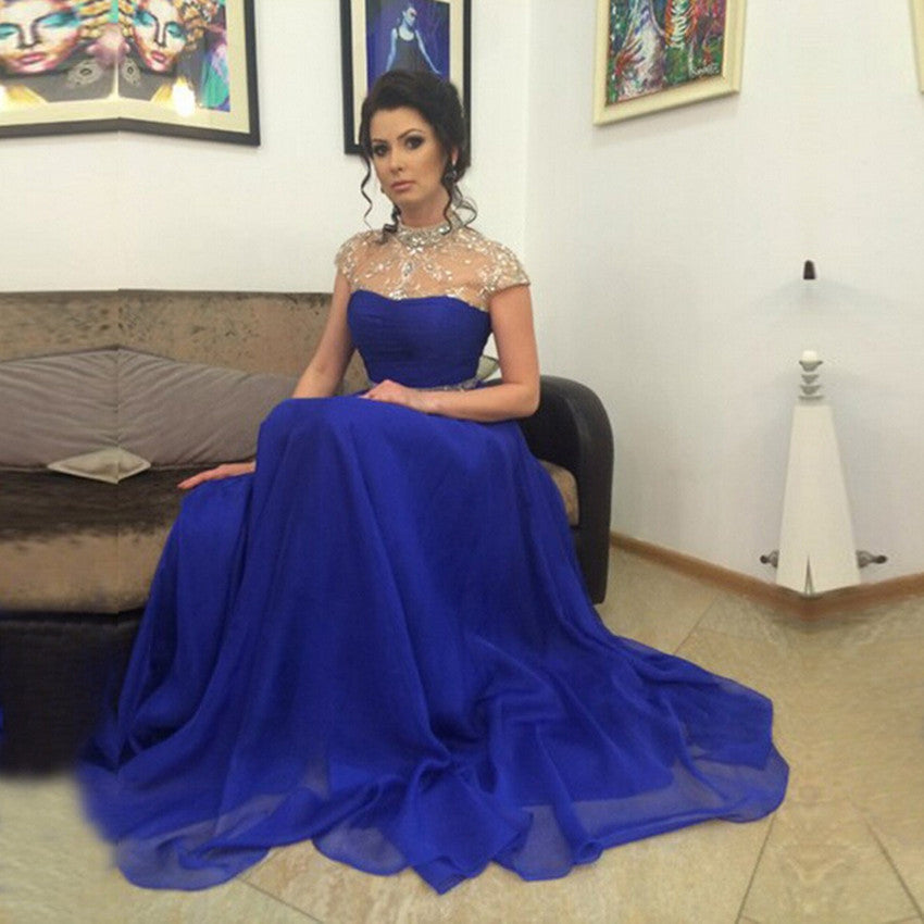 royal blue prom dress with sleeves