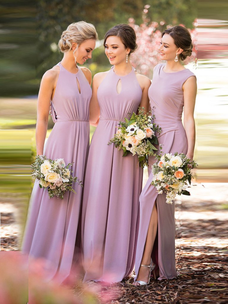 A-LINE BRIDESMAID DRESSES SCOOP CHIFFON LONG BRIDESMAID DRESSES,PD1503