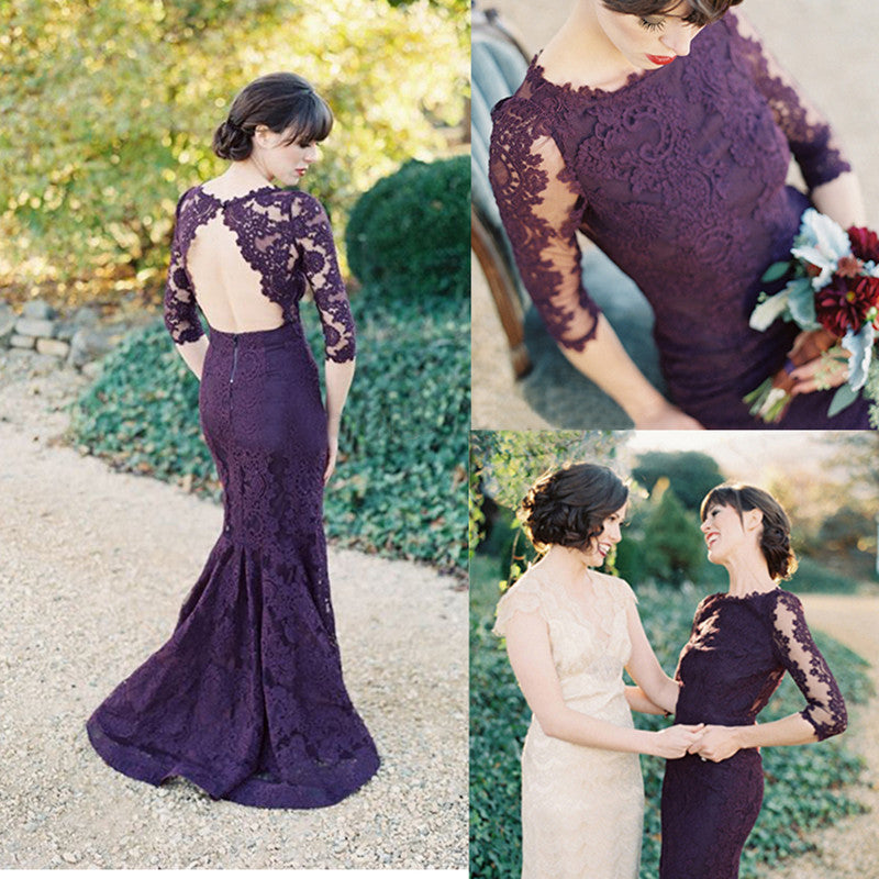 eggplant evening dress