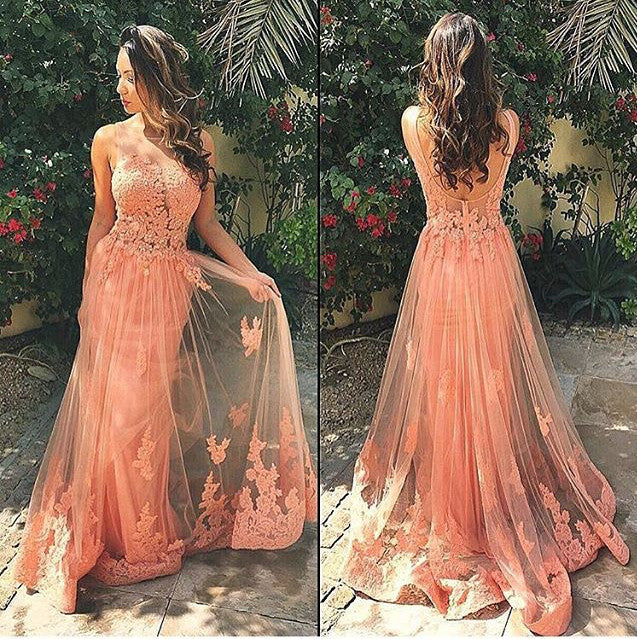 coral prom dresses long