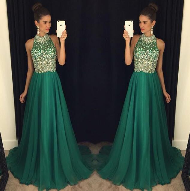 green prom Dress,charming Prom Dresses 