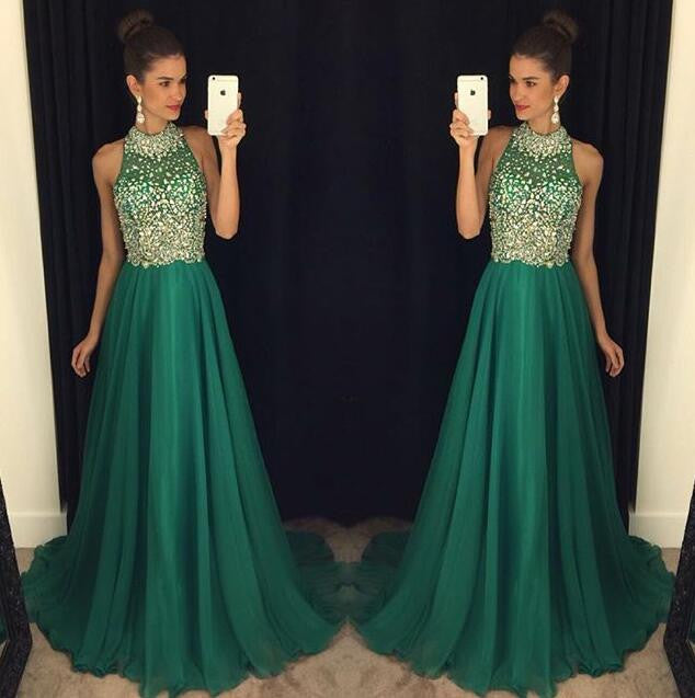 long green prom dresses