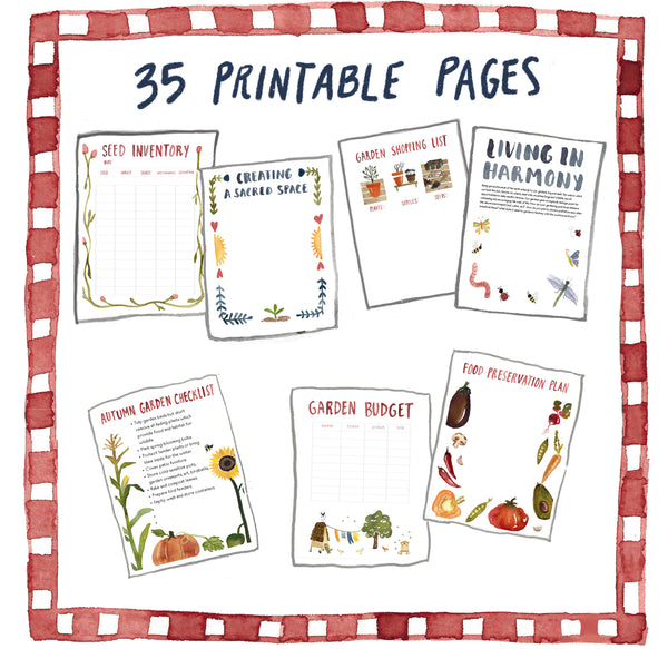 illustration of what pages in printable garden journal by little truths studio
