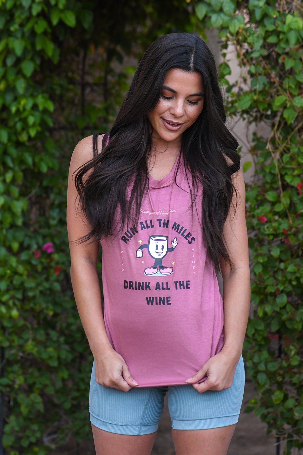 Run All The Miles Drink All The Beer Tank, Womens Workout Top