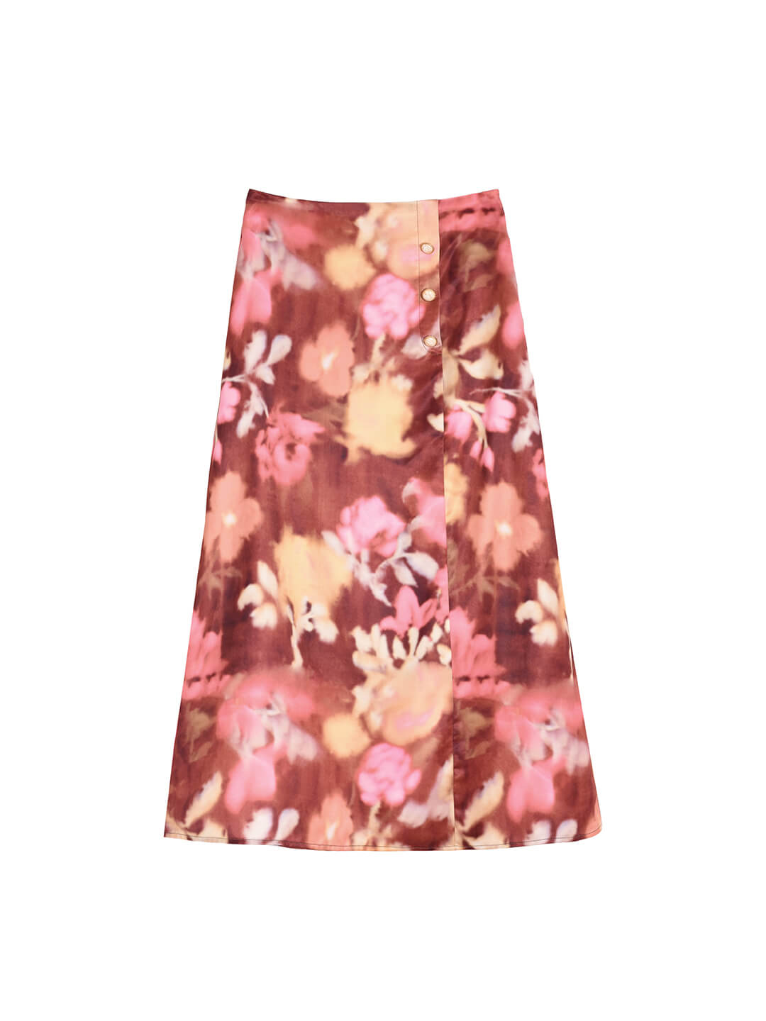 【Final Sale】Aisha Satin Vintage Printed Midi Skirt – Simple Retro