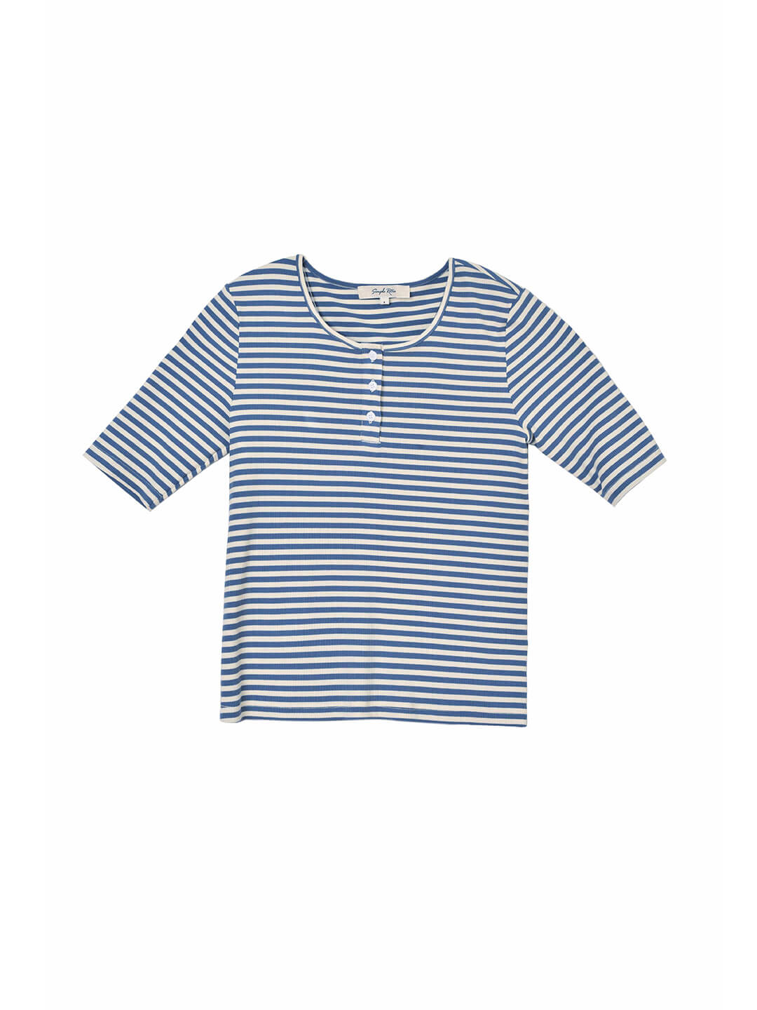 Claire Striped Blue Two-piece Knitted T-Shirt – Simple Retro