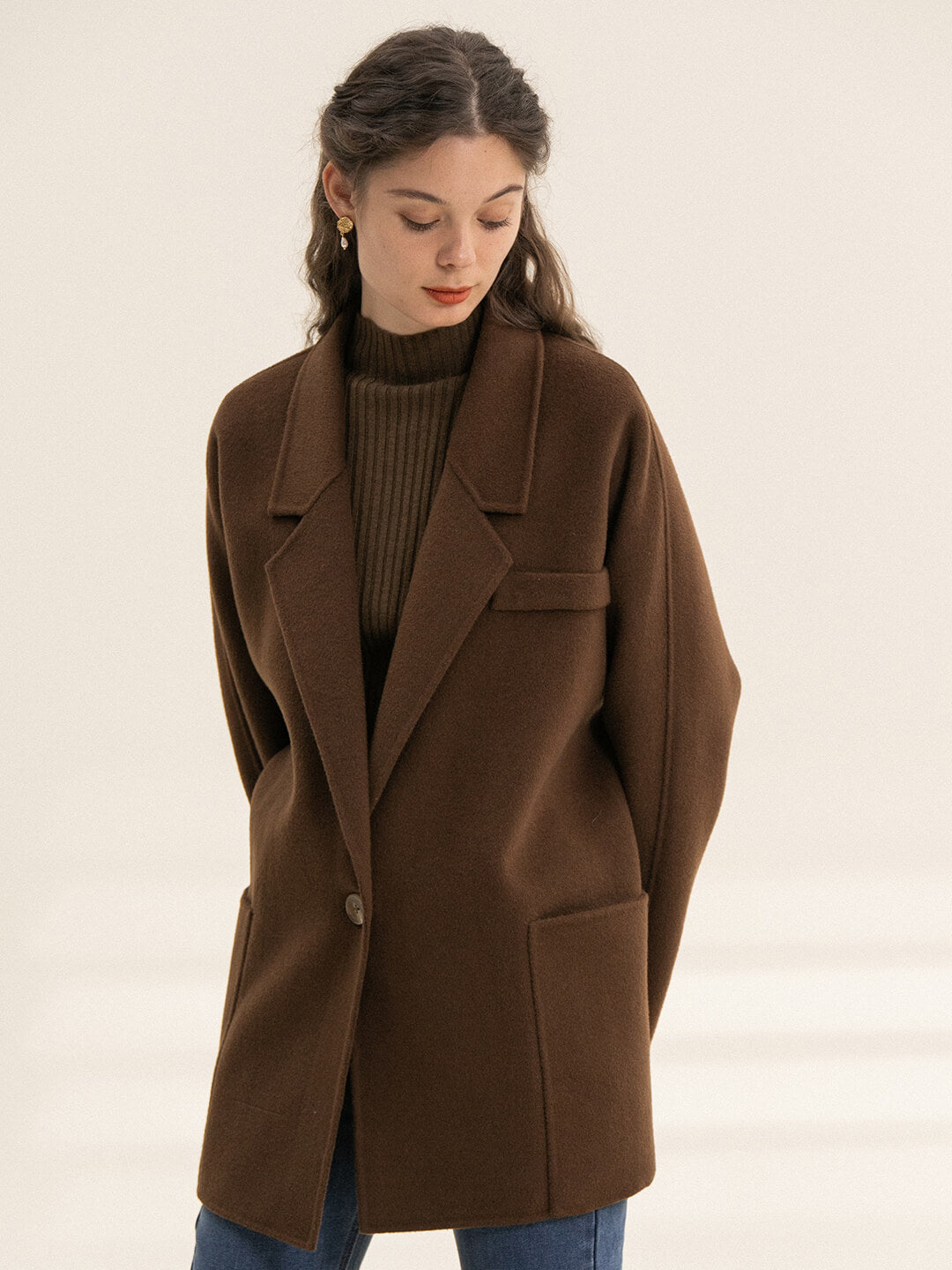 Emilia Coffee Double-faced Wool Coat