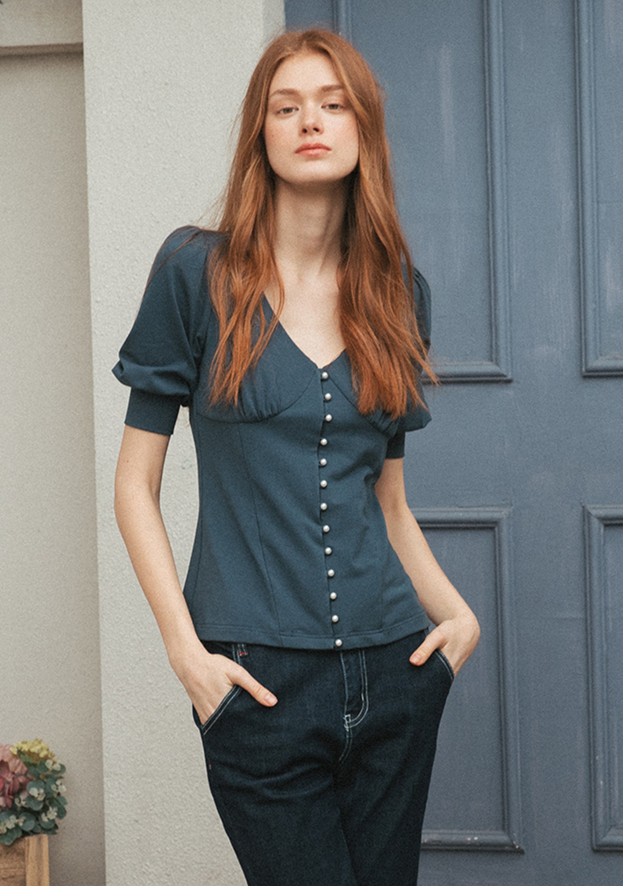 Alice V-Neck Cottons Blouse