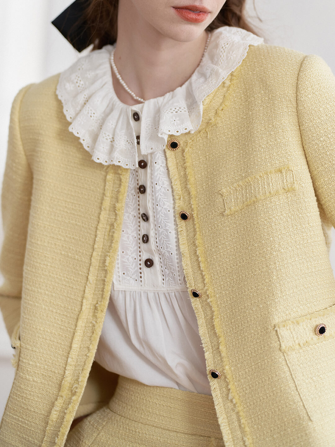 Aitana Yellow Brushed Tweed Jacket