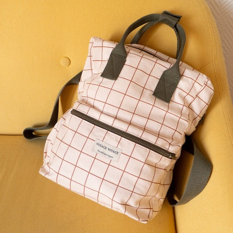 Pink backpack made with pattern eugene