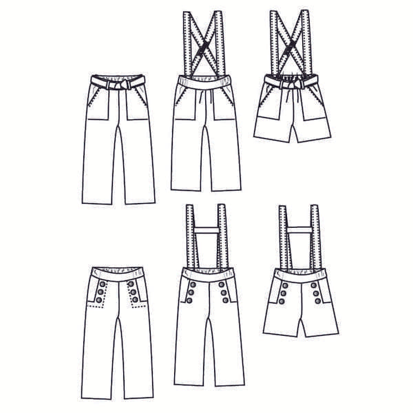 Avana pants and straps pattern sketch