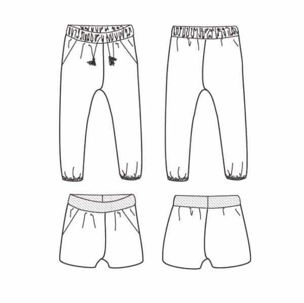 Dakar pants pattern sketch