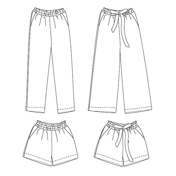 Singapour trousers sewing pattern sketch