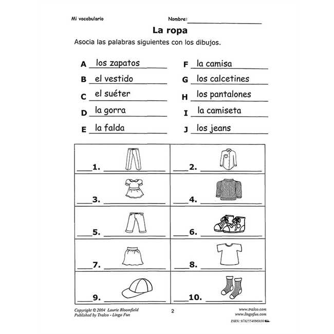 Mi vocabulario - La ropa (Downloadable eBook) – Linguascope