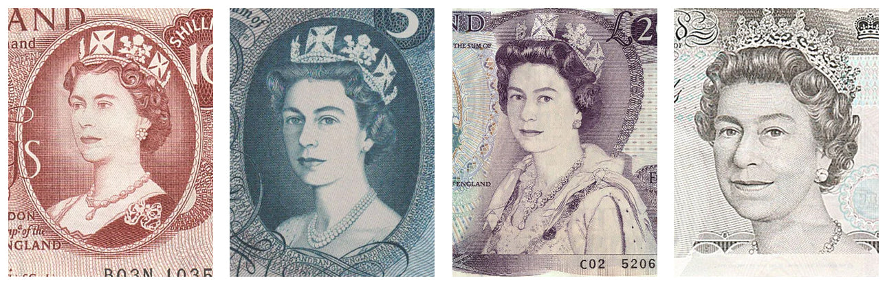 Elizabeth II portraits on notes