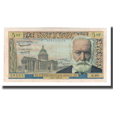 France, 5 Nouveaux Francs, Victor Hugo, 1963, 1963-02-07, TTB, Fayette:56.13