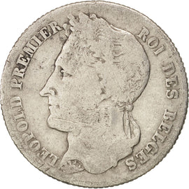 Belgique, Leopold I, 1/2 Franc, 1834, B+, Argent, KM:6