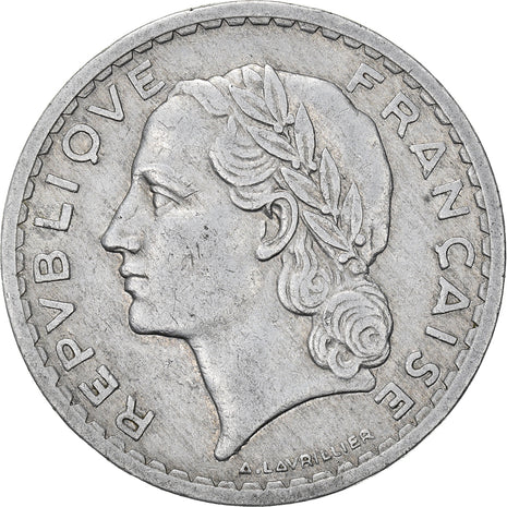 Monnaie, France, Lavrillier, 5 Francs, 1945, Paris, TTB, Aluminium, Gadoury:766