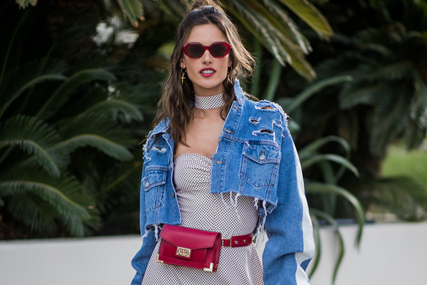 Alessandra Ambrosio's retro red sunglasses