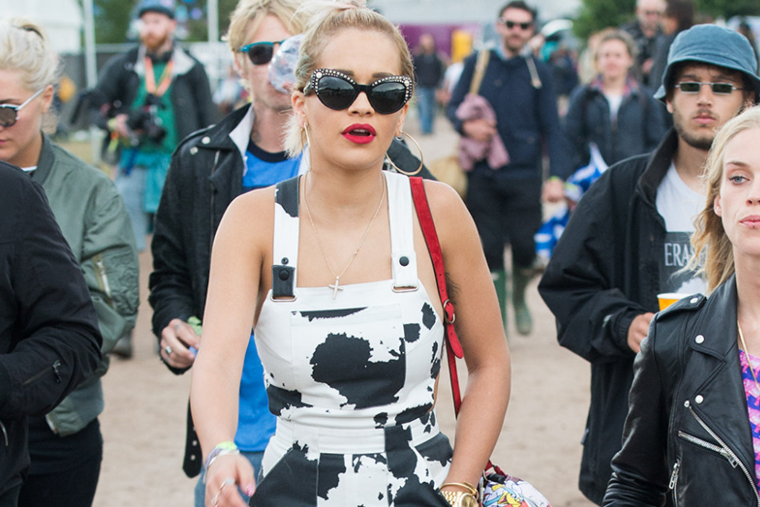 Rita Ora's black embellished sunglasses