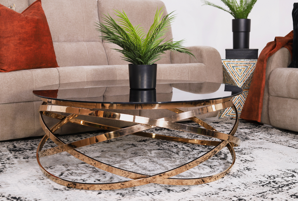 Leather Gallery Crystal Rose Gold Coffee Table