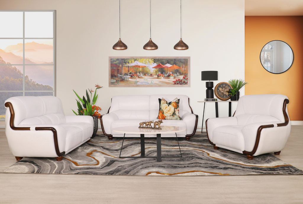 Leather Gallery Zuri Leather Sofa Suite - Czar White