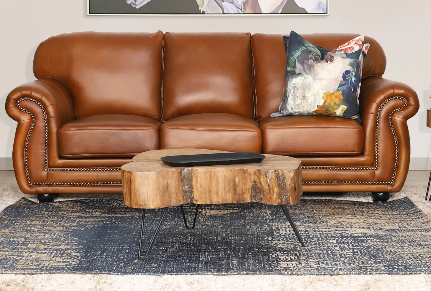 Elevate your living room with the Rustic Wooden Coffee Table, combining organic beauty and contemporary style.