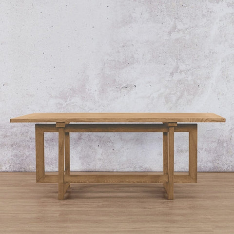 Leather Gallery Bolton Wood Top, Geometric Base 1.9m, 6-seater Dining Table - Antique Natural Oak