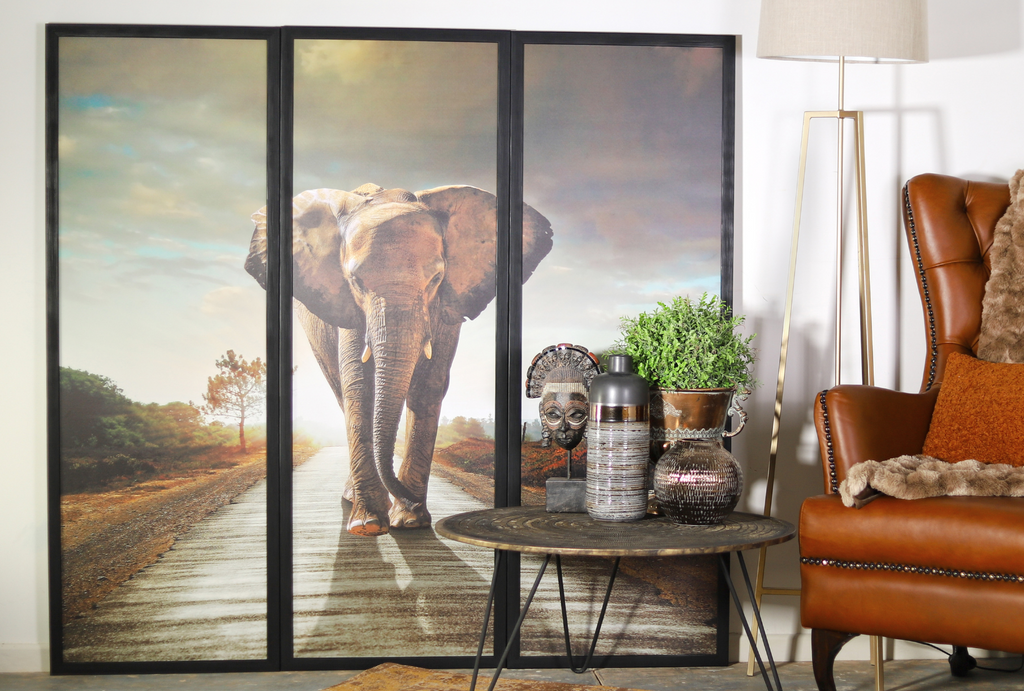 Leather Gallery African Elephant 3-piece Artwork 