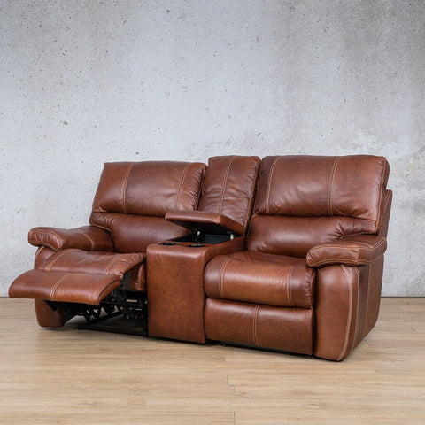 Leather Gallery 2-Seater Senora Leather Recliner Sofa with Home Theatre Console