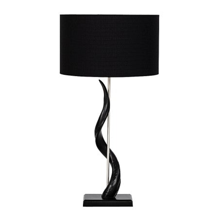 Leather Gallery Single Kudu Horn Lamp + Black Shade 