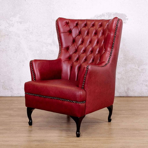 Leather Gallery Salina Leather Wingback Occasional Chair - Royal Ruby