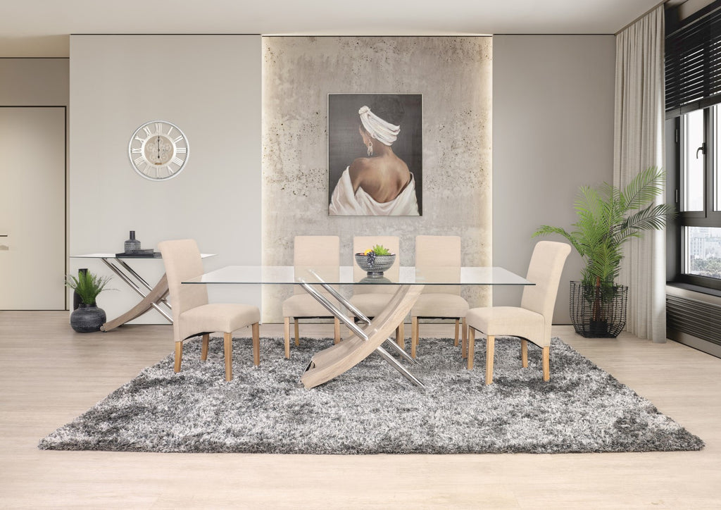 Leather Gallery Contemporary Dining Room Furniture - Tropez 2.2m Dining Table & Windsor Dining Chairs - 8-seater Dining Set