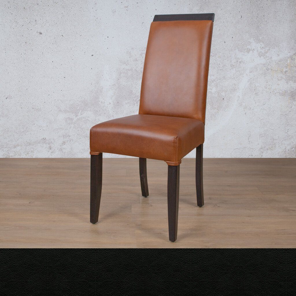 black leather and wood dining chairs