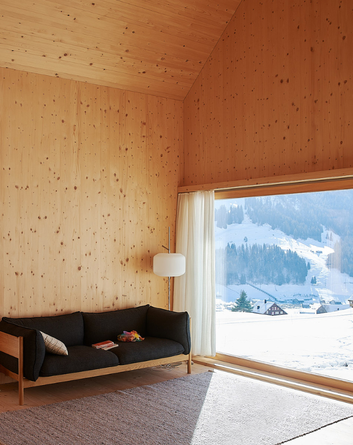 Livingroom in Firstenblick house in Unterwasser, Toggenburg, Switzerland