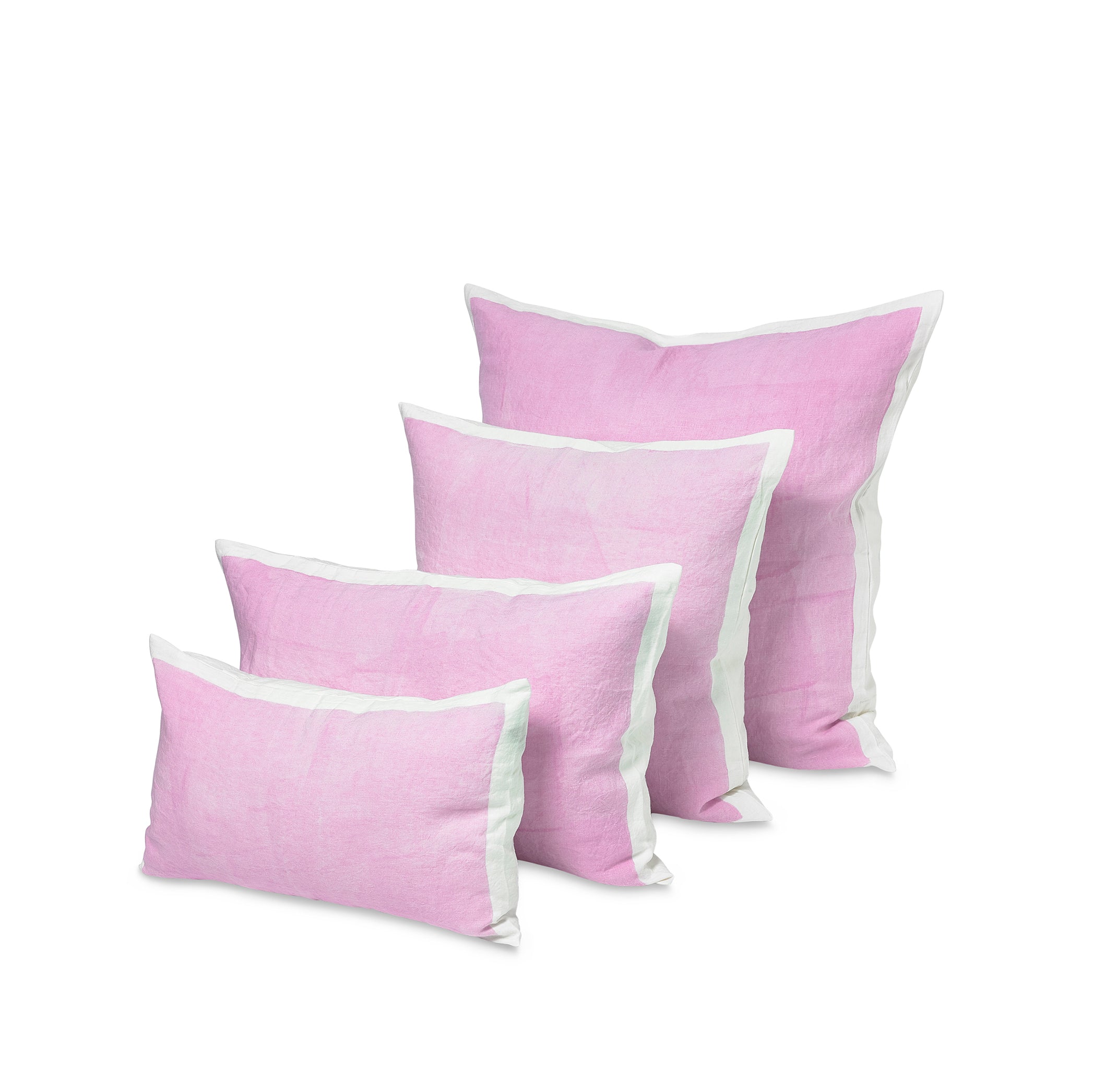 Hand Painted Linen Cushion in Pale Pink, 60cm x 40cm