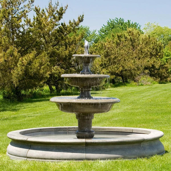 Monteros Tiered Outdoor Water Fountain in Basin