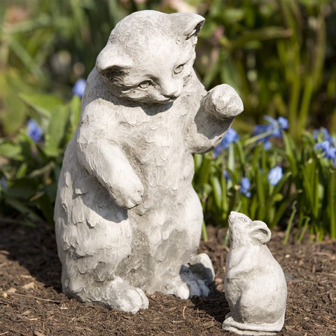 Playful Kitten Cast Stone Garden Statue