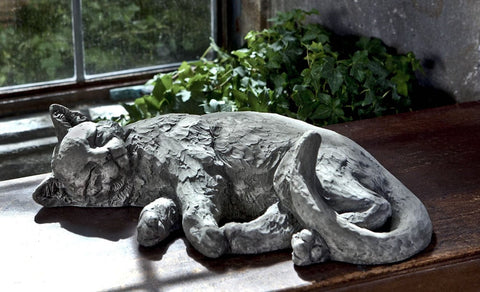 Sleeping Kitten Cast Stone Garden Statue