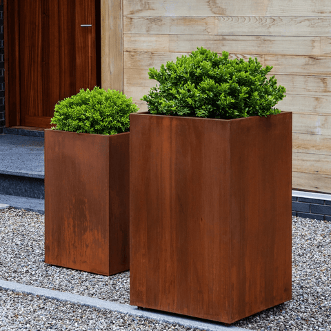 Steel Tall Cube Planter - Set of 2 by Outdoor Art Pros