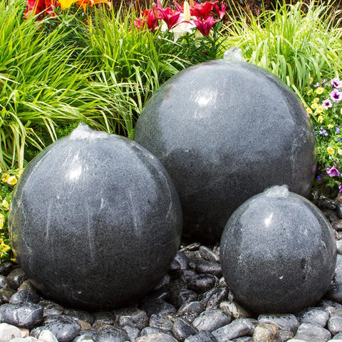 Triple Black Granite Sphere Fountain