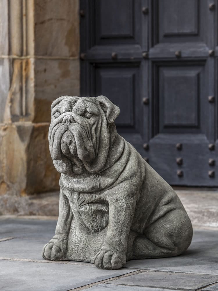 Antique Bulldog Cast Stone Garden Statue