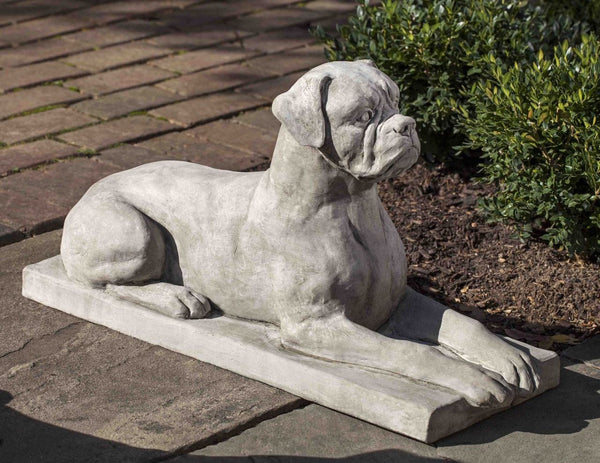 Boxer Cast Stone Garden Statue - Outdoor Art Pros
