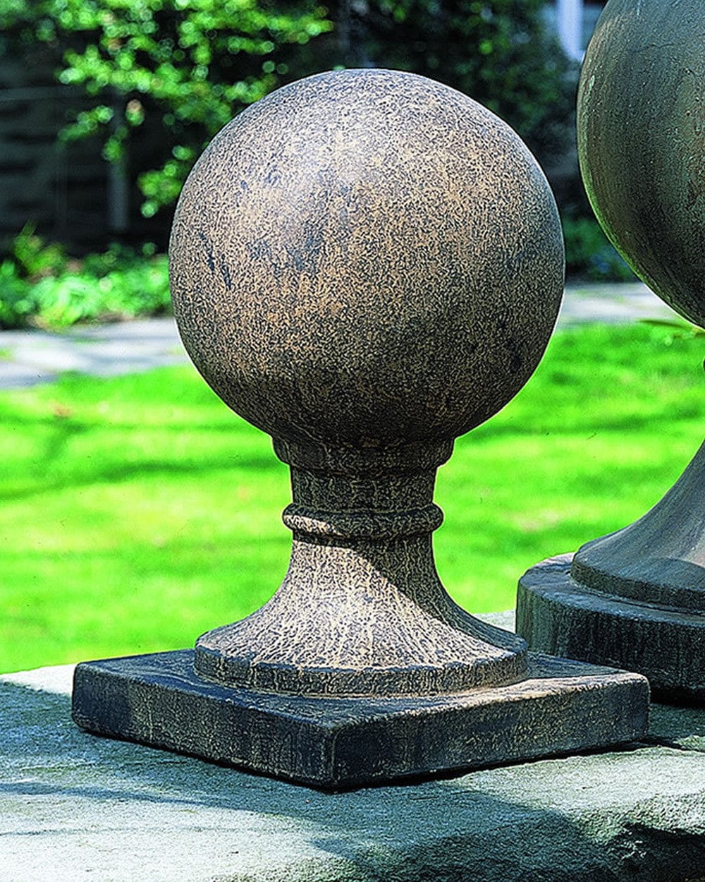 Sphere Square Base Small Cast Stone Garden Statue