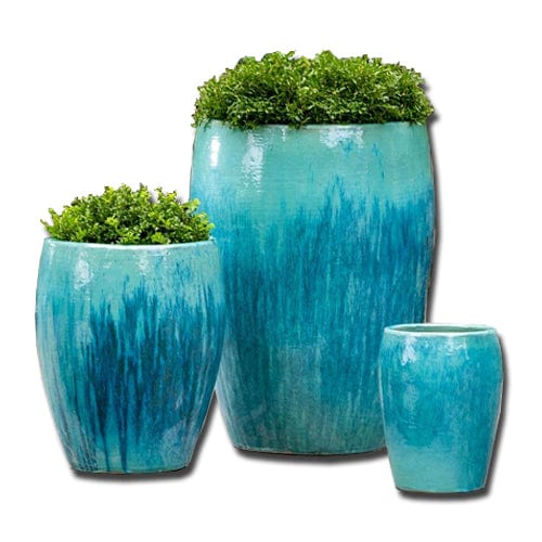 Trieste Glazed Terra Cotta Planter in Antigua - Set of 3