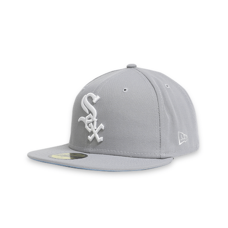 white and grey fitted hat