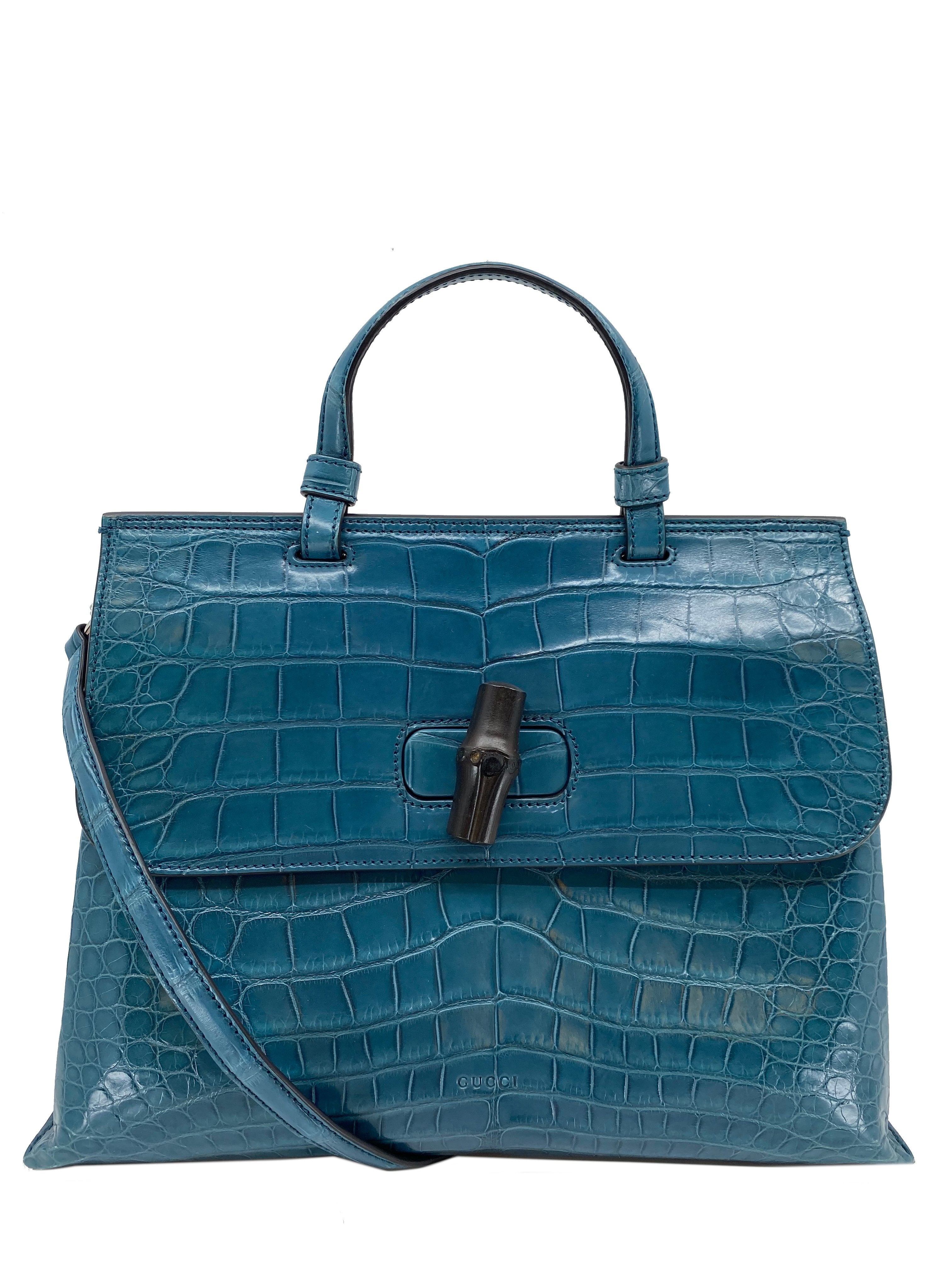 Gucci Bamboo Daily Crocodile Top Handle Bag - Consigned Designs