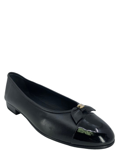 Chanel CC Cap Toe Lambskin Leather Ballet Flats Size 10.5 - Consigned  Designs