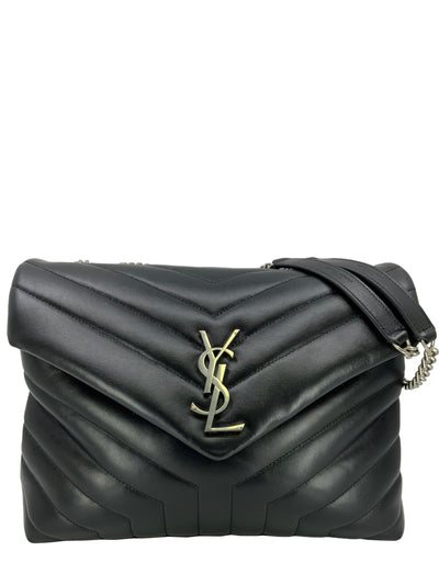 Authentic Saint Laurent Calfskin Monogram Tri Pocket Crossbody Bag